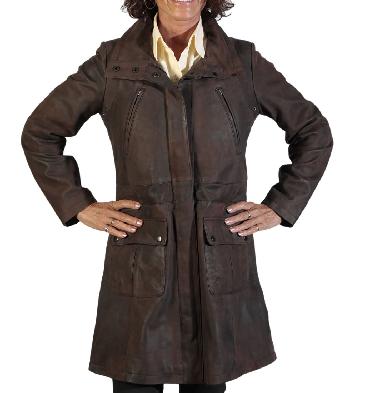 Women's three quarter on sale length leather jacket